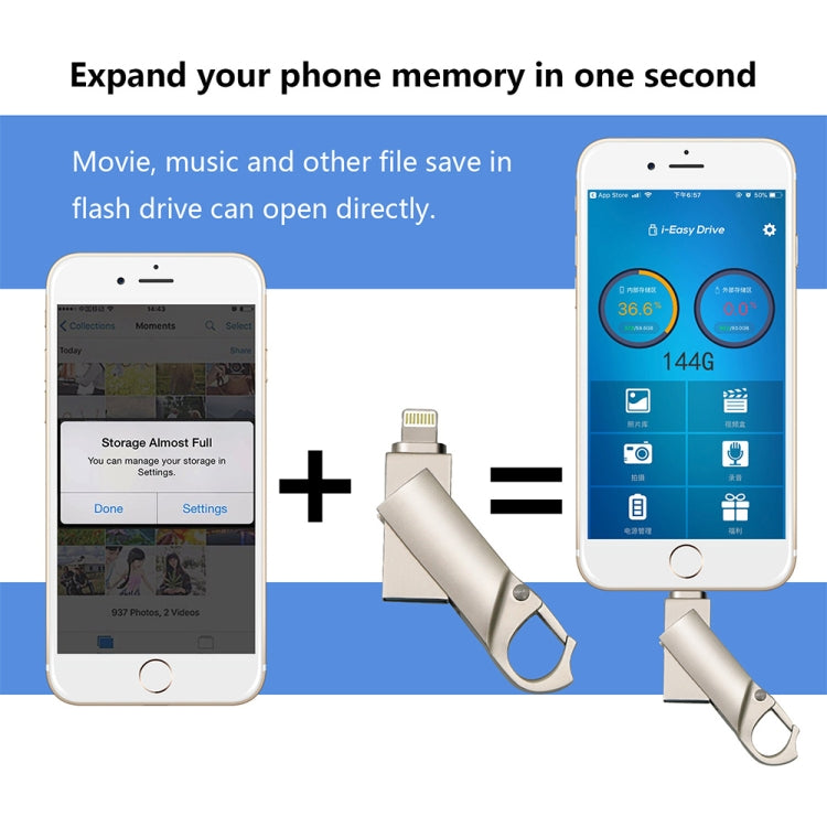 แฟลชไดรฟ์พวงกุญแจ 2 in 1 USB 2.0 & 8 พิน 128GB รุ่น RQW-10F