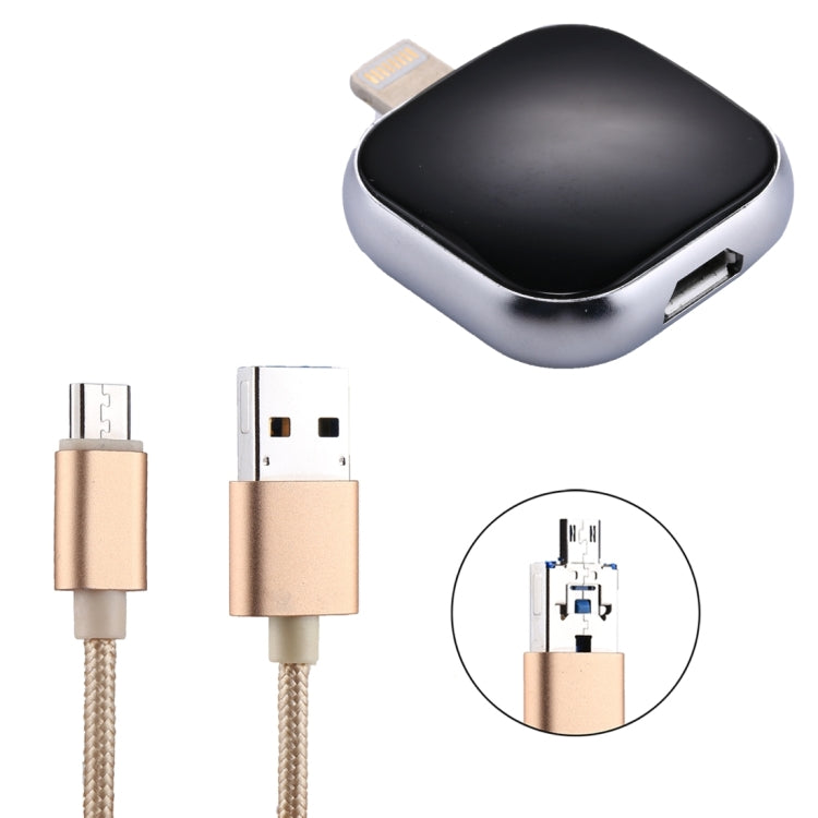 แฟลชไดรฟ์มัลติฟังก์ชัน RQW-18S 8 Pin 32GB พร้อมสาย USB / Micro USB เป็น Micro USB สีดำ RQW-18S