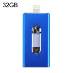 แฟลชไดรฟ์ RQW-02 3 in 1 USB 2.0 & 8 Pin & Micro USB 32GB, RQW-02 สีน้ำเงิน