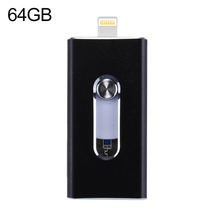แฟลชไดรฟ์ 3 in 1 USB 2.0 & 8 Pin & Micro USB 64GB รุ่น RQW-02 สีดำ
