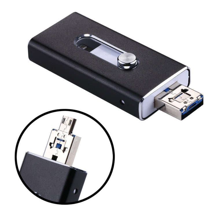 แฟลชไดรฟ์ 3 in 1 USB 2.0 & 8 Pin & Micro USB 64GB รุ่น RQW-02 สีดำ