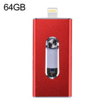 แฟลชไดรฟ์ 3 in 1 USB 2.0 & 8 Pin & Micro USB 64GB รุ่น RQW-02 สีแดง