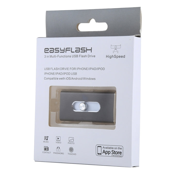 แฟลชไดรฟ์ 3 in 1 USB 2.0 & 8 Pin & Micro USB 128GB รุ่น RQW-02 สีดำ