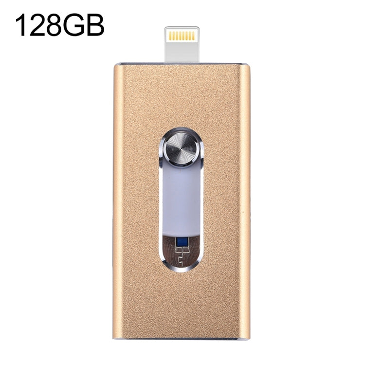 แฟลชไดรฟ์ 3 in 1 USB 2.0 & 8 Pin & Micro USB 128GB รุ่น RQW-02 สีทอง