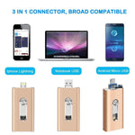 แฟลชไดรฟ์ 3 in 1 USB 2.0 & 8 Pin & Micro USB 128GB รุ่น RQW-02 สีน้ำเงิน