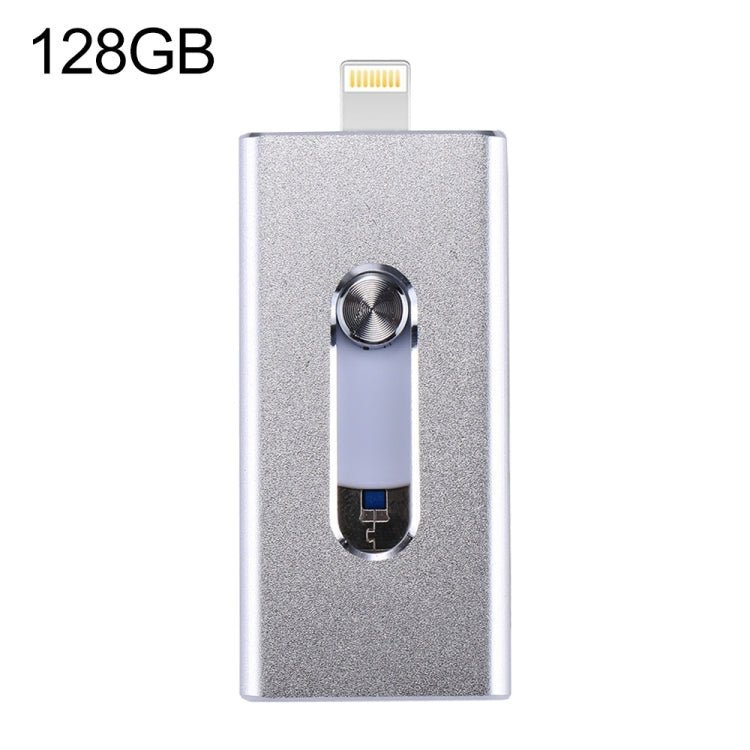 แฟลชไดรฟ์ 3 in 1 USB 2.0 & 8 Pin & Micro USB 128GB รุ่น RQW-02 สีเงิน