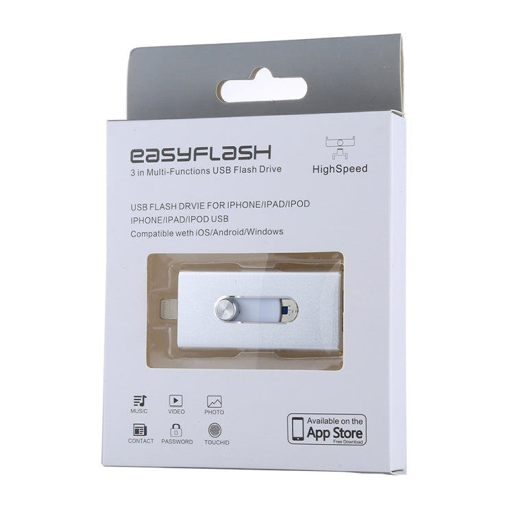แฟลชไดรฟ์ 3 in 1 USB 2.0 & 8 Pin & Micro USB 128GB รุ่น RQW-02 สีเงิน