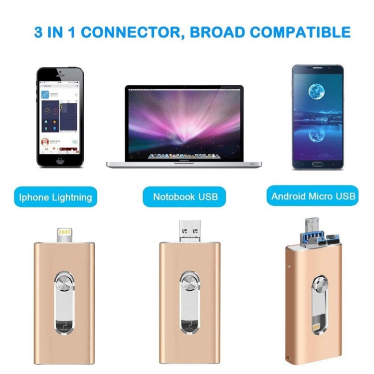 แฟลชไดรฟ์ 3 in 1 USB 2.0 & 8 Pin & Micro USB 128GB รุ่น RQW-02 สีเงิน