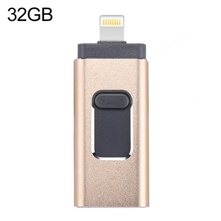 easyflash RQW-01B แฟลชไดรฟ์ 3 in 1 USB 2.0 & 8 Pin & Micro USB 32GB รุ่น RQW-01B สีทอง
