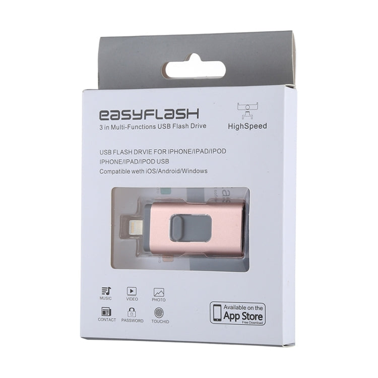 easyflash RQW-01B แฟลชไดรฟ์ 3 in 1 USB 2.0 & 8 Pin & Micro USB 32GB รุ่น RQW-01B สีโรสโกลด์