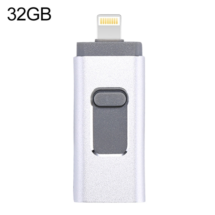 easyflash RQW-01B แฟลชไดรฟ์ 3 in 1 USB 2.0 & 8 Pin & Micro USB 32GB, RQW-01B สีเงิน