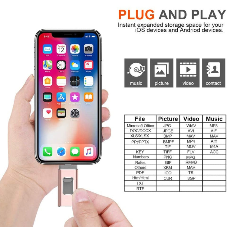 easyflash RQW-01B แฟลชไดรฟ์ 3 in 1 USB 2.0 & 8 Pin & Micro USB 64GB, RQW-01B สีดำ