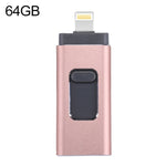 easyflash RQW-01B แฟลชไดรฟ์ 3 in 1 USB 2.0 & 8 Pin & Micro USB 64GB, RQW-01B สีโรสโกลด์