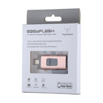 easyflash RQW-01B แฟลชไดรฟ์ 3 in 1 USB 2.0 & 8 Pin & Micro USB 64GB, RQW-01B สีโรสโกลด์