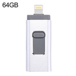 easyflash RQW-01B แฟลชไดรฟ์ 3 in 1 USB 2.0 & 8 Pin & Micro USB 64GB, RQW-01B สีเงิน