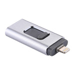 easyflash RQW-01B แฟลชไดรฟ์ 3 in 1 USB 2.0 & 8 Pin & Micro USB 64GB, RQW-01B สีเงิน