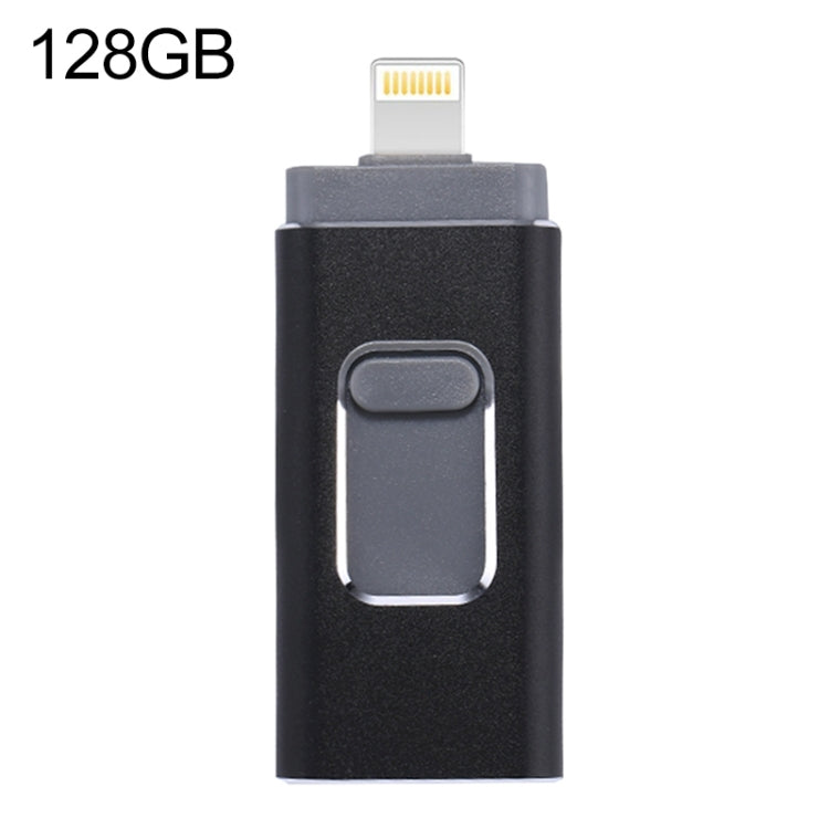 easyflash RQW-01B แฟลชไดรฟ์ 3 in 1 USB 2.0 & 8 Pin & Micro USB 128GB, RQW-01B สีดำ