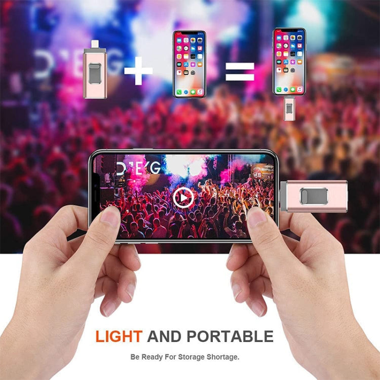 easyflash RQW-01B แฟลชไดรฟ์ 3 in 1 USB 2.0 & 8 Pin & Micro USB 128GB, RQW-01B สีดำ
