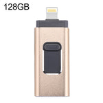 easyflash RQW-01B แฟลชไดรฟ์ 3 in 1 USB 2.0 & 8 Pin & Micro USB 128GB, RQW-01B สีทอง
