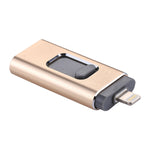 easyflash RQW-01B แฟลชไดรฟ์ 3 in 1 USB 2.0 & 8 Pin & Micro USB 128GB, RQW-01B สีทอง
