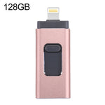 easyflash RQW-01B แฟลชไดรฟ์ 3 in 1 USB 2.0 & 8 Pin & Micro USB 128GB, RQW-01B สีโรสโกลด์