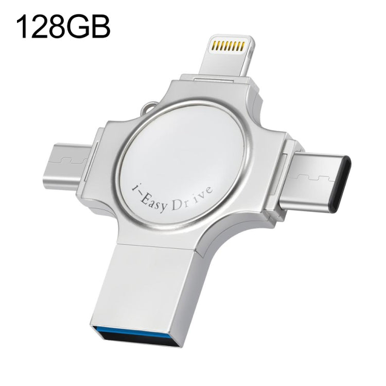 RQW-11S แฟลชไดรฟ์ 4 in 1 USB 2.0 & 8 Pin & Micro USB & USB-C / Type-C 128GB, RQW-11S