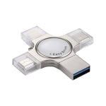 RQW-11S แฟลชไดรฟ์ 4 in 1 USB 2.0 & 8 Pin & Micro USB & USB-C / Type-C 128GB, RQW-11S