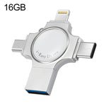 RQW-11S แฟลชไดรฟ์ 4 in 1 USB 2.0 & 8 Pin & Micro USB & USB-C / Type-C 16GB, RQW-11S
