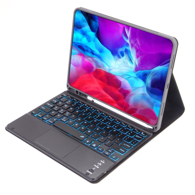 X-11BCS เคสแท็บเล็ตคีย์บอร์ด Bluetooth ถอดแยกได้ลายหนังเรียบสำหรับ iPad Pro 11 นิ้ว 2020 / 2018 พร้อมทัชแพด ช่องใส่ปากกา และไฟพื้นหลัง