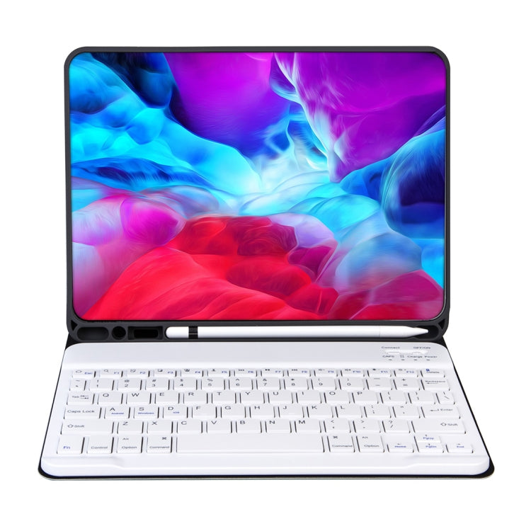 เคสแท็บเล็ตคีย์บอร์ดบลูทูธถอดได้ X-11BS ผิวเรียบสำหรับ iPad Pro 11 นิ้ว 2020 / 2018 พร้อมช่องใส่ปากกาและไฟแบ็คไลท์ คีย์บอร์ดสีขาว