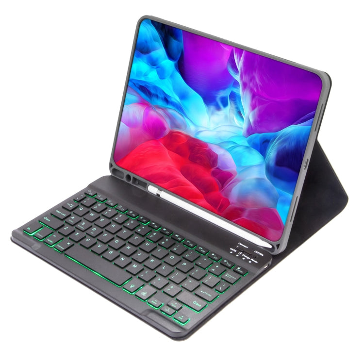 เคสแท็บเล็ตคีย์บอร์ดบลูทูธถอดได้ X-11BS ผิวเรียบสำหรับ iPad Pro 11 นิ้ว 2020 / 2018 พร้อมช่องใส่ปากกาและไฟแบ็คไลท์ คีย์บอร์ดสีดำ