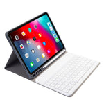 RK11 สำหรับ iPad Pro 11 นิ้ว เคสแท็บเล็ตหนังคีย์บอร์ดบลูทูธพลาสติกถอดได้ผิวสัมผัสไหม พร้อมช่องใส่ปากกาและฟังก์ชันขาตั้ง