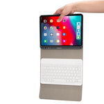 RK11 สำหรับ iPad Pro 11 นิ้ว เคสแท็บเล็ตหนังคีย์บอร์ดบลูทูธพลาสติกถอดได้ผิวสัมผัสไหม พร้อมช่องใส่ปากกาและฟังก์ชันขาตั้ง