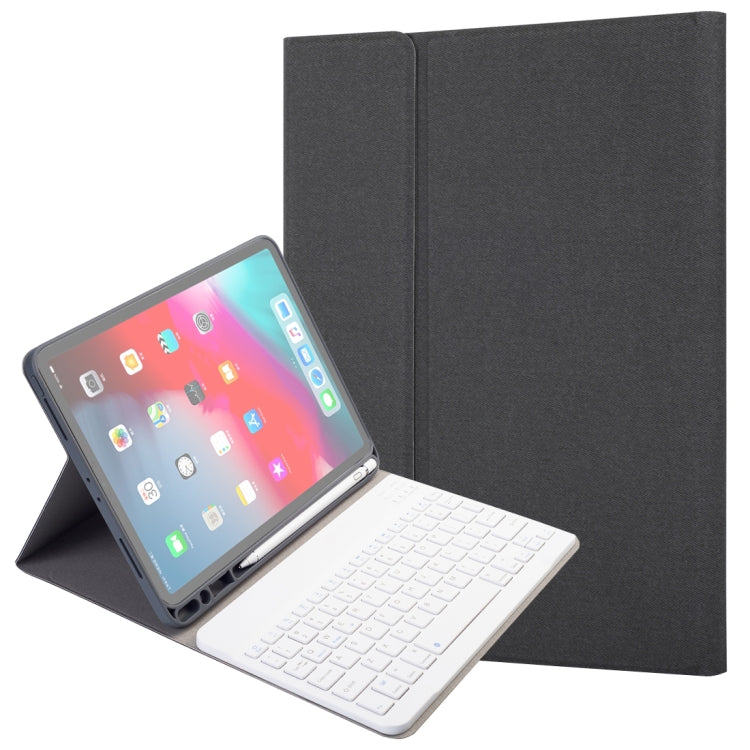 RK11 สำหรับ iPad Pro 11 นิ้ว เคสแท็บเล็ตหนังคีย์บอร์ดบลูทูธพลาสติกถอดได้ผิวสัมผัสไหม พร้อมช่องใส่ปากกาและฟังก์ชันขาตั้ง
