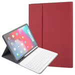 RK11 สำหรับ iPad Pro 11 นิ้ว เคสแท็บเล็ตหนังคีย์บอร์ดบลูทูธพลาสติกถอดได้ผิวสัมผัสไหม พร้อมช่องใส่ปากกาและฟังก์ชันขาตั้ง