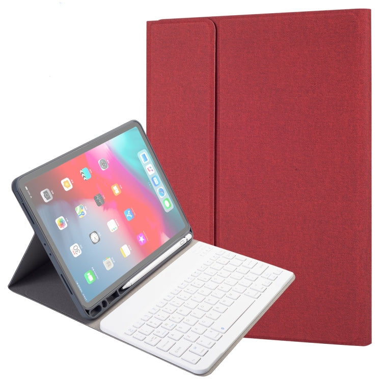 RK11 สำหรับ iPad Pro 11 นิ้ว เคสแท็บเล็ตหนังคีย์บอร์ดบลูทูธพลาสติกถอดได้ผิวสัมผัสไหม พร้อมช่องใส่ปากกาและฟังก์ชันขาตั้ง