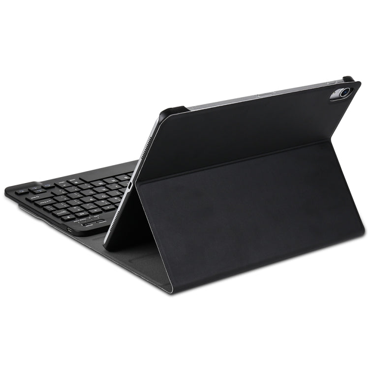 เคสแท็บเล็ตหนังแบบพับแนวนอนพร้อมคีย์บอร์ดบลูทูธถอดได้และที่จับสำหรับ iPad Pro 11 นิ้ว (2018)