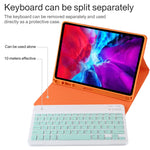 TG11B คีย์บอร์ดบลูทูธสีเขียวถอดได้ + เคสแท็บเล็ตหนังไมโครไฟเบอร์สำหรับ iPad Pro 11 นิ้ว (2020) พร้อมช่องใส่ปากกาและที่วาง, คีย์บอร์ดสีเขียว
