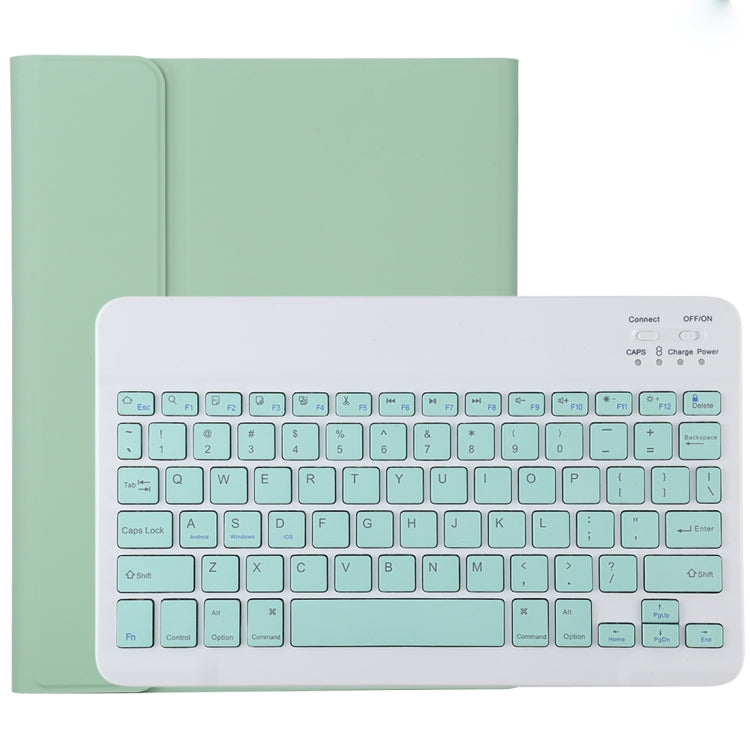 TG11B คีย์บอร์ดบลูทูธสีเขียวถอดได้ + เคสแท็บเล็ตหนังไมโครไฟเบอร์สำหรับ iPad Pro 11 นิ้ว (2020) พร้อมช่องใส่ปากกาและที่วาง, คีย์บอร์ดสีเขียว