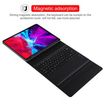 T129 คีย์บอร์ดบลูทูธสีดำถอดได้ เคสแท็บเล็ตหนังไมโครไฟเบอร์สำหรับ iPad Pro 12.9 นิ้ว (2020) พร้อมที่วาง, คีย์บอร์ดสีดำ