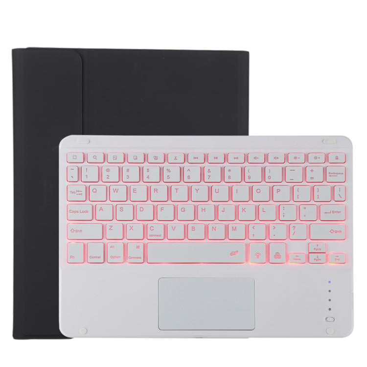 เคสแท็บเล็ตหนังไมโครไฟเบอร์พร้อมคีย์บอร์ดบลูทูธถอดได้สีขาว TG11BCS สำหรับ iPad Pro 11 นิ้ว (2020) พร้อมไฟแบ็คไลท์ ทัชแพด ช่องใส่ปากกา และที่ยึด คีย์บอร์ดสีขาว