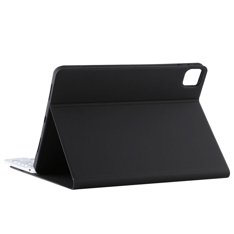 เคสแท็บเล็ตหนังไมโครไฟเบอร์พร้อมคีย์บอร์ดบลูทูธถอดได้สีขาว TG11BCS สำหรับ iPad Pro 11 นิ้ว (2020) พร้อมไฟแบ็คไลท์ ทัชแพด ช่องใส่ปากกา และที่ยึด คีย์บอร์ดสีขาว