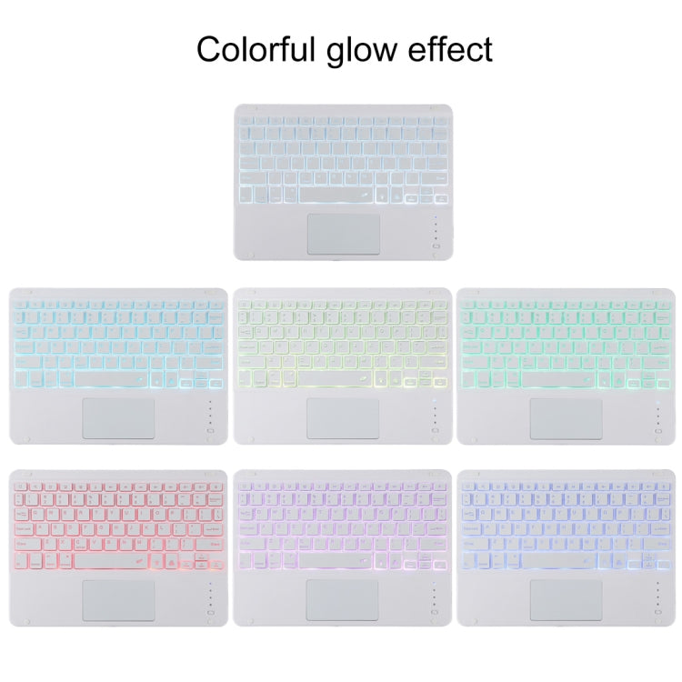 เคสแท็บเล็ตหนังไมโครไฟเบอร์พร้อมคีย์บอร์ดบลูทูธถอดได้สีขาว TG11BCS สำหรับ iPad Pro 11 นิ้ว (2020) พร้อมไฟแบ็คไลท์ ทัชแพด ช่องใส่ปากกา และที่ยึด คีย์บอร์ดสีขาว