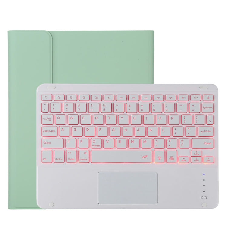 เคสแท็บเล็ตหนังไมโครไฟเบอร์พร้อมคีย์บอร์ดบลูทูธถอดได้สีขาว TG11BCS สำหรับ iPad Pro 11 นิ้ว (2020) พร้อมไฟแบ็คไลท์ ทัชแพด ช่องใส่ปากกา และที่ยึด คีย์บอร์ดสีขาว
