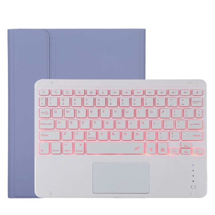 เคสแท็บเล็ตหนังไมโครไฟเบอร์พร้อมคีย์บอร์ดบลูทูธถอดได้สีขาว TG11BCS สำหรับ iPad Pro 11 นิ้ว (2020) พร้อมไฟแบ็คไลท์ ทัชแพด ช่องใส่ปากกา และที่ยึด คีย์บอร์ดสีขาว