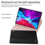 TG11BCS Detachable Bluetooth Black Keyboard Microfiber Leather Tablet Case for iPad Pro 11 inch (2020), with Backlight & Touchpad & Pen Slot & Holder, Black Keyboard