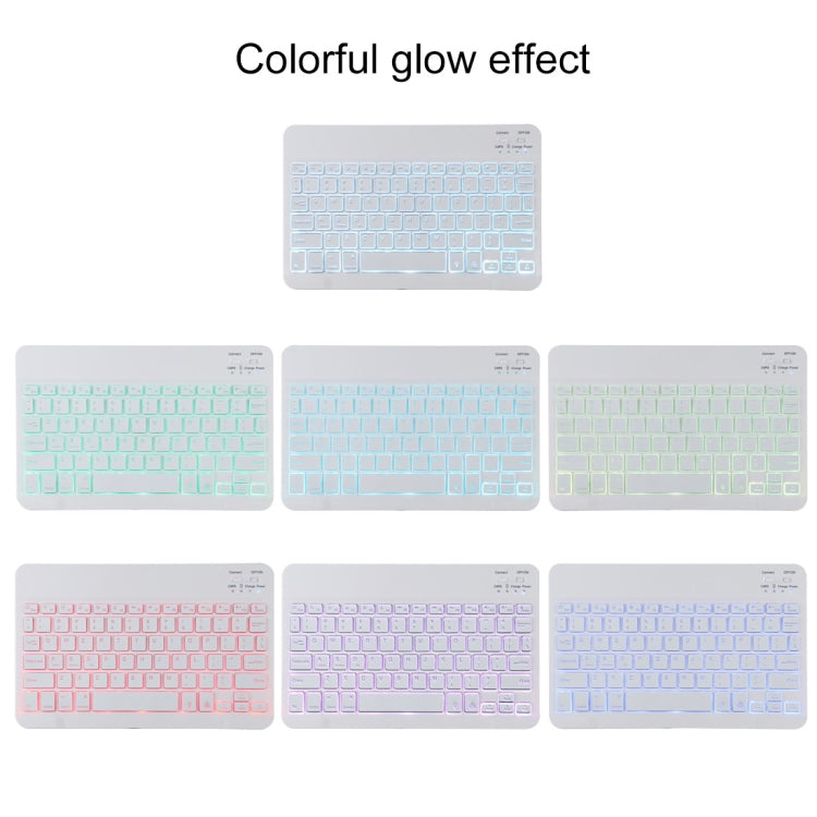 เคสแท็บเล็ตหนังไมโครไฟเบอร์พร้อมคีย์บอร์ดบลูทูธถอดได้สีขาว TG11BS สำหรับ iPad Pro 11 นิ้ว (2020) พร้อมไฟแบ็คไลท์ ช่องใส่ปากกา และที่ยึด คีย์บอร์ดสีขาว