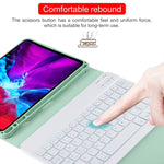 เคสแท็บเล็ตหนังไมโครไฟเบอร์พร้อมคีย์บอร์ดบลูทูธถอดได้สีขาว TG11BS สำหรับ iPad Pro 11 นิ้ว (2020) พร้อมไฟแบ็คไลท์ ช่องใส่ปากกา และที่ยึด คีย์บอร์ดสีขาว