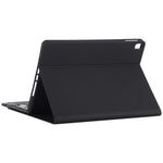 เคสแท็บเล็ตหนังไมโครไฟเบอร์พร้อมคีย์บอร์ดบลูทูธถอดได้สีดำ TG-102BCS สำหรับ iPad 10.2 นิ้ว / iPad Air (2019) พร้อมทัชแพด ไฟแบ็คไลท์ ช่องใส่ปากกา และที่ยึด คีย์บอร์ดสีดำ