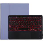เคสแท็บเล็ตหนังไมโครไฟเบอร์พร้อมคีย์บอร์ดบลูทูธถอดได้สีดำ TG-102BCS สำหรับ iPad 10.2 นิ้ว / iPad Air (2019) พร้อมทัชแพด ไฟแบ็คไลท์ ช่องใส่ปากกา และที่ยึด คีย์บอร์ดสีดำ